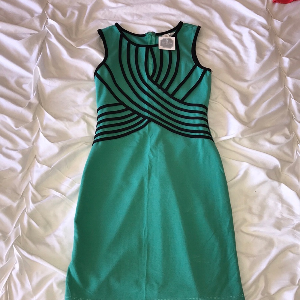 Fitted turquoise dress